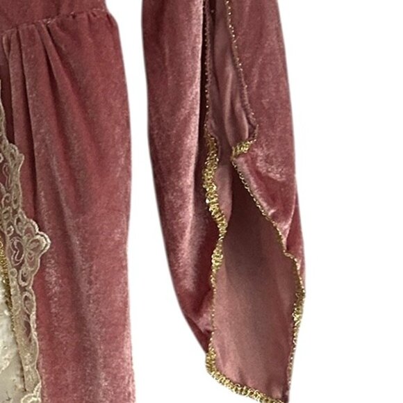 Girls Pink Velvet Medieval Princess Dress Halloween Costume Size 5/6 Lace Satin - Picture 5 of 5